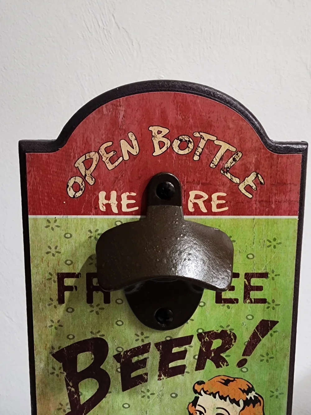 Vintage bar sign Wall Mount Bottle Opener Cap Catcher Free Beer Bar Decor
